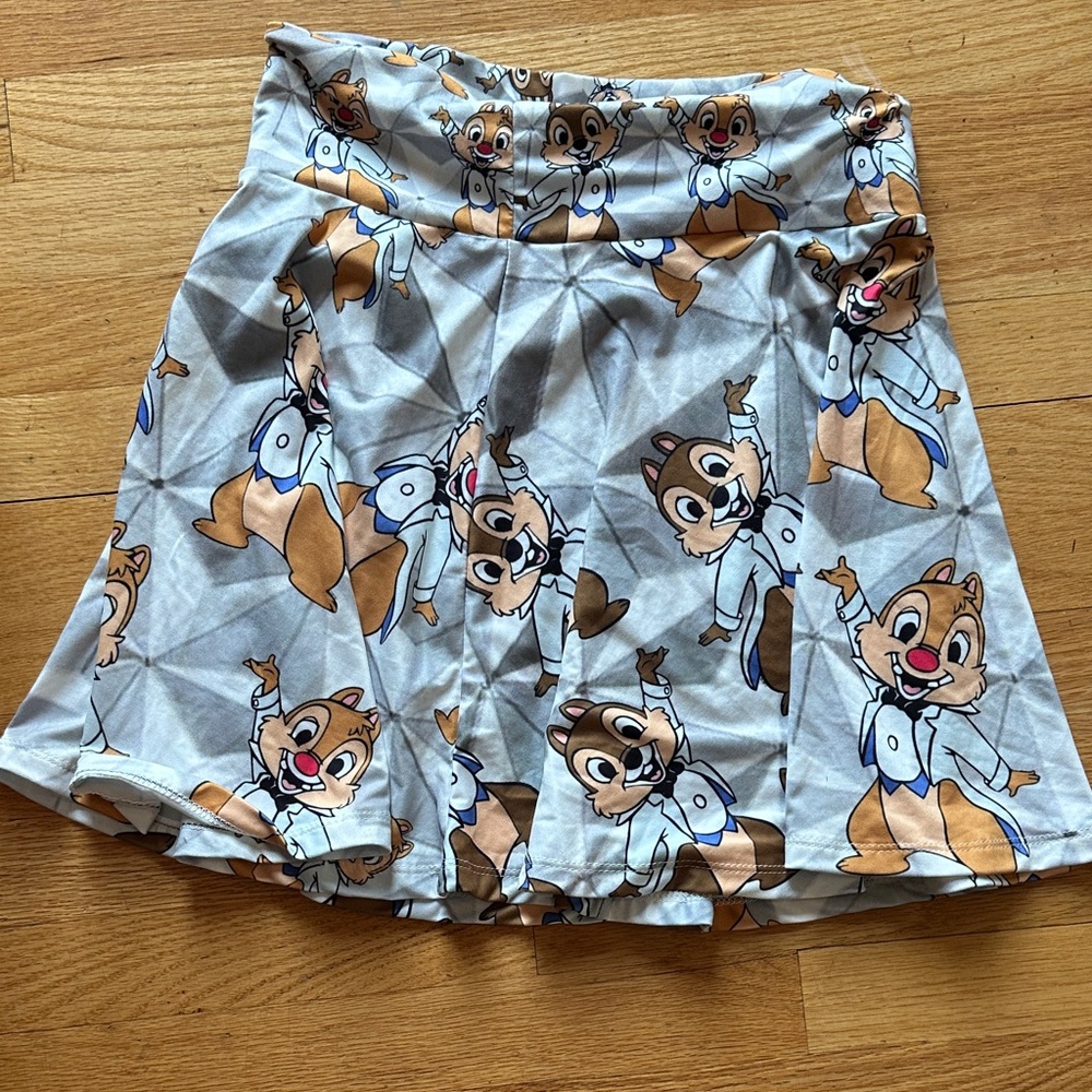 Gray Cartoon Character Print Skirt